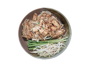 Traditional fried thai noodle(pad thai)mix Stirred fried turnip cake or Fried radish cake(chai tow...