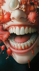 Surreal Mouth: A Macabre Organic Painting