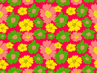 Seamless floral pattern with flowers and leaves in a vintage design, perfect for fabric and wallpaper decoration