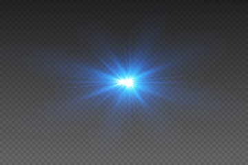 Blue light rays of light, light spark and flash.