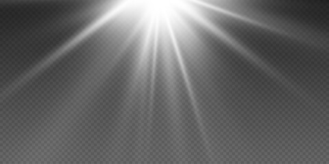 Glowing magical rays of light. On a transparent background.