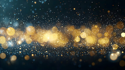 Fototapeta premium Abstract Bokeh Background Featuring Golden Light Sparkles And Blue Glittering Overlay For Festive Celebration