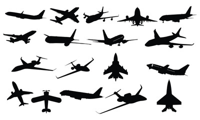 flight aviation airplane silhouettes vector