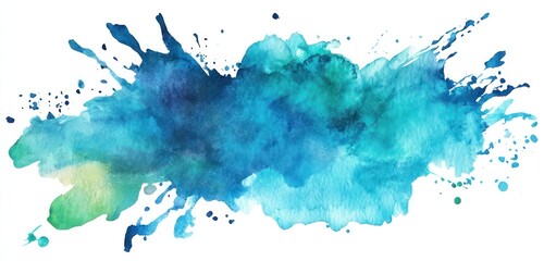 Obraz premium Vibrant watercolor splashes in deep blues and greens for an ocean-inspired theme