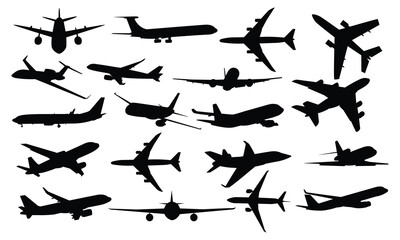 planes silhouette set vector 