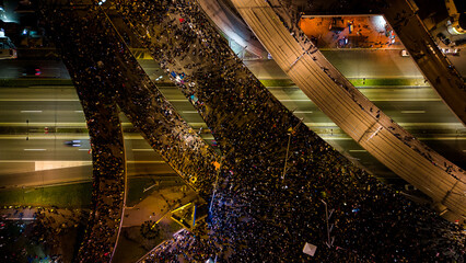 Peaceful Demonstration Blocking Major Road in Belgrade