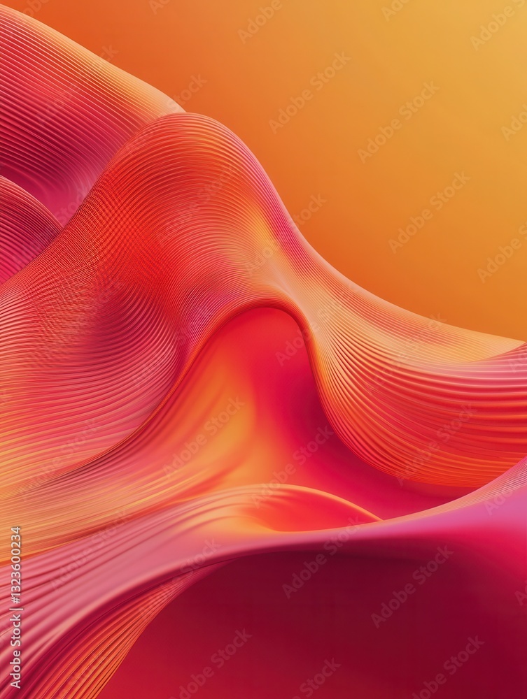 Poster dynamic abstract background featuring energetic waves in red and orange hues with a golden ratio cur