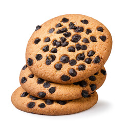 Chocolate chip cookies on a white background. Isolated
