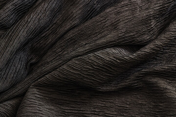 abstract background of black silk voluminous knit fabric close up shallow depth of field