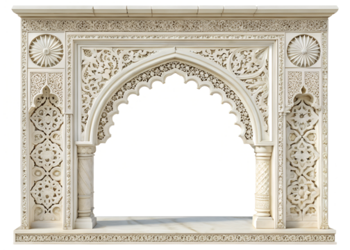 intricate marble carving architectural detail elegant design isolated on white background png