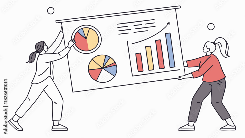 Leinwandbilder vector illustration of a person presenting data analysis charts in a professional setting during a b