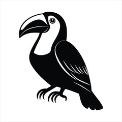Toucan logo icon on a white background black style Vector. Vibrant Toucan Logo Vector Illustration on White Background. 