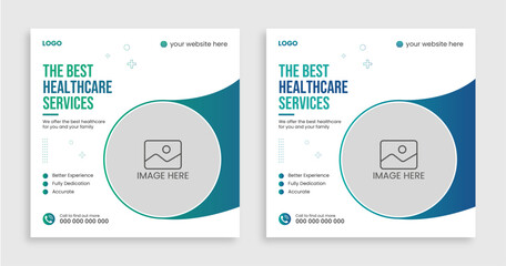 Corporate healthcare and medical social media post vector template.