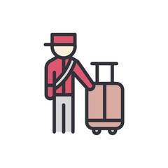 Airport officer colored icons, minimalist vector illustration ,simple transparent graphic element .Isolated on white background