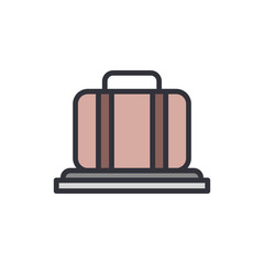 Baggage colored icons, minimalist vector illustration ,simple transparent graphic element .Isolated on white background