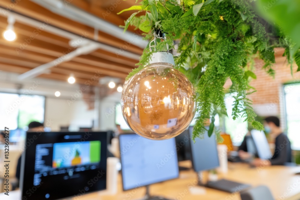 Aufkleber hybrid workplace innovation biophilic design meets digital collaboration - sustainable tech-enabled 