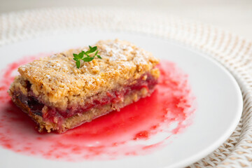 Delicious homemade raspberry crumble tart 