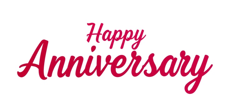 Happy Anniversary Text in Pink Script, transparent background