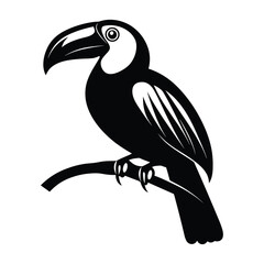 Toucan logo icon on a white background black style Vector. Vibrant Toucan Logo Vector Illustration on White Background. 