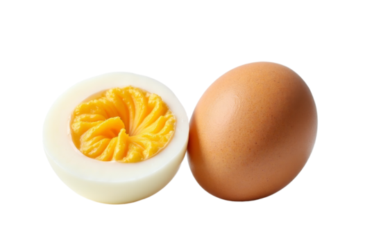 Hard Boiled Egg and Cut Egg on transparent background