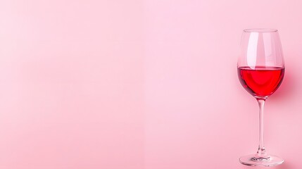 Elegant Ros&eacute; Wine in a Glass Against a Soft Pink Background for a Relaxing Atmosphere