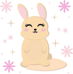 Cartoon vector rabbit cute on background . Illustration cartoon 