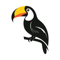 Fototapeta premium Toucan logo icon on a white background black style Vector. Vibrant Toucan Logo Vector Illustration on White Background. 