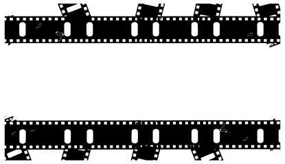 Vector film negative frames, vintage filmstrip roll, old grunge movie film long strip, photo background, movie filmstrip overlay, cinematic design, retro film border