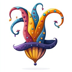 April Fool's Day with Jester hat, clipart on white background