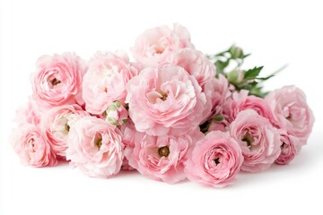 Charming pink flowers elegantly displayed on a crisp white background, perfect for weddings, romantic events, and greeting cards. A must-have for floral lovers and decor enthusiasts