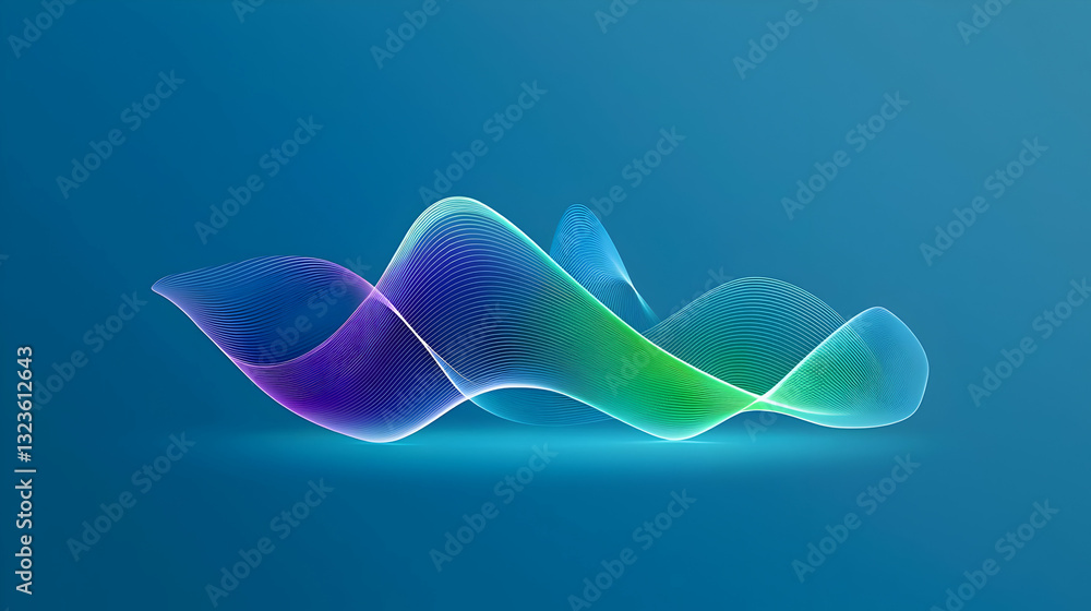 Aufkleber abstract digital waveform illustration against a blue background with dynamic color gradient and lig