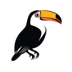 Toucan logo icon on a white background black style Vector. Vibrant Toucan Logo Vector Illustration on White Background. 