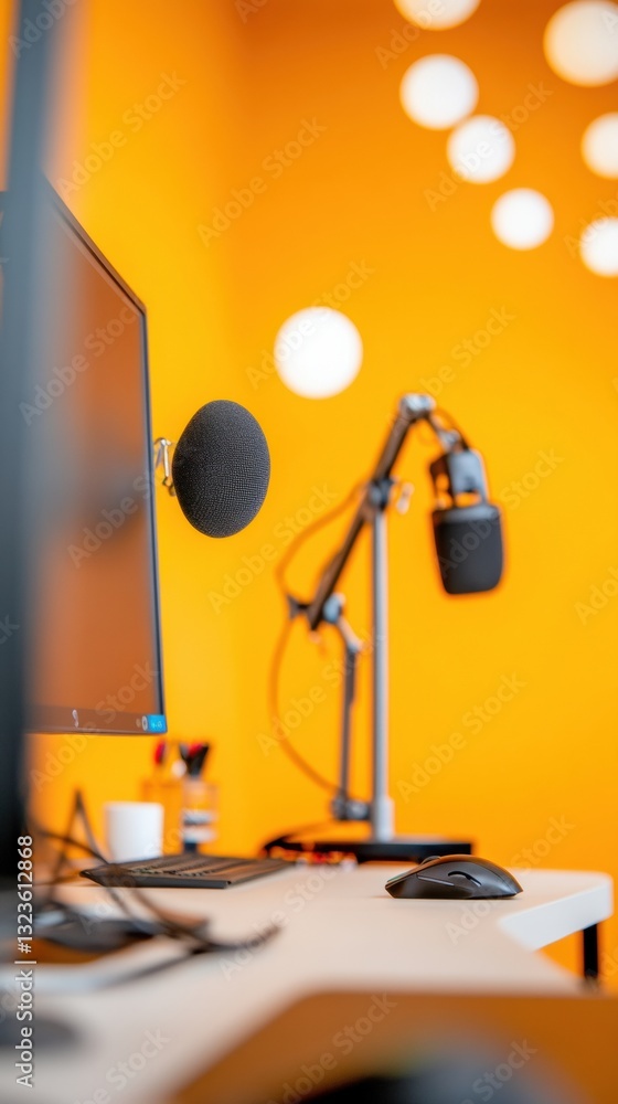 Leinwandbilder vibrant creator economy workspace ergonomic podcast and streaming studio design with high-performanc