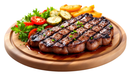 grilled steak with vegetables