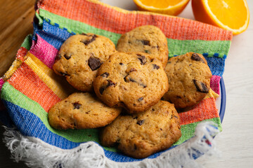 Delicious homemade orange and chocolate cookies.