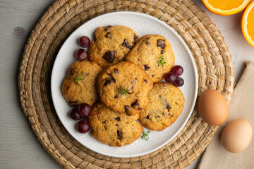 Delicious homemade orange and chocolate cookies.