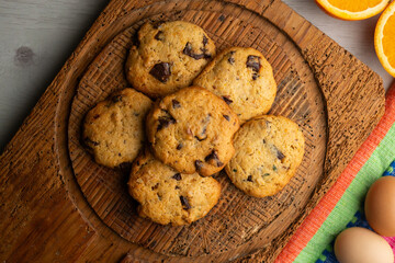 Delicious homemade orange and chocolate cookies.