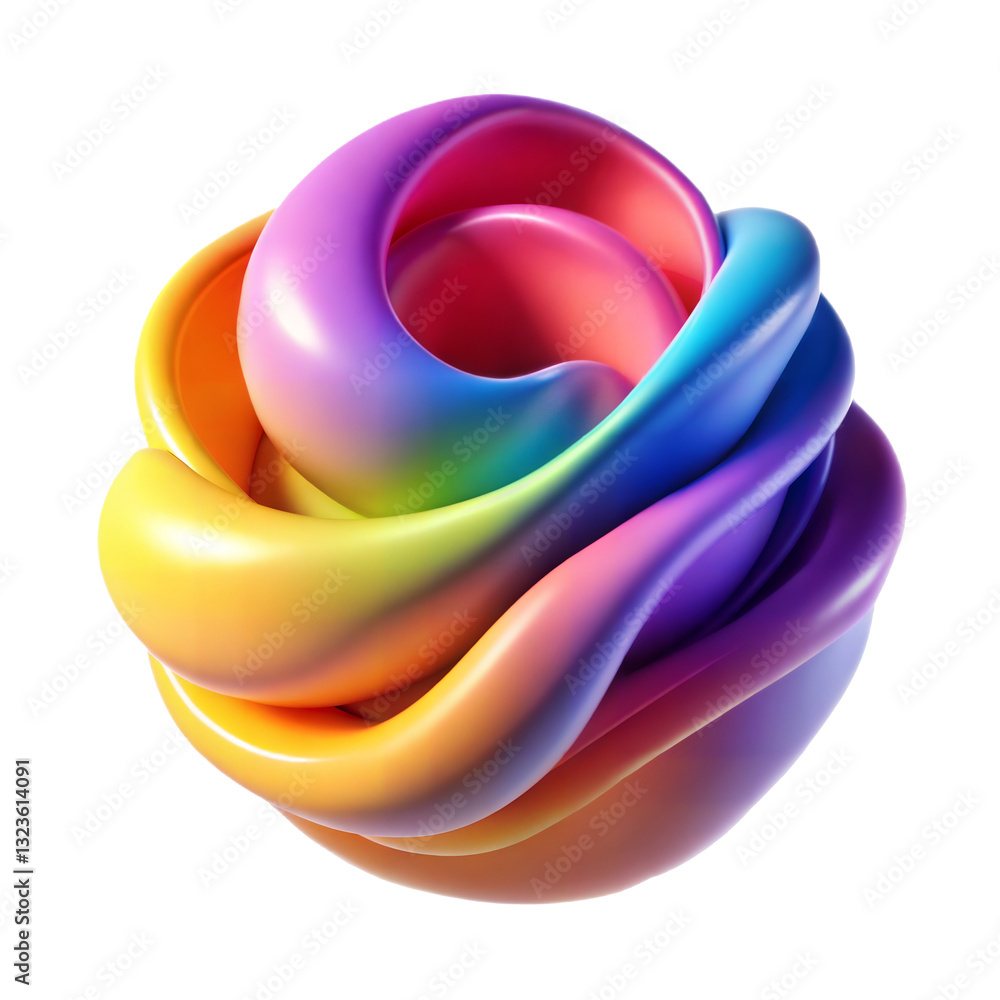Poster abstract colorful fluid 3d isolated on transparent background