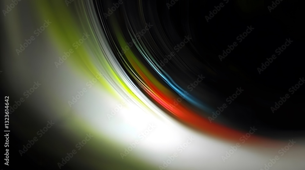 Poster abstract composition displaying curving lines with various color gradients