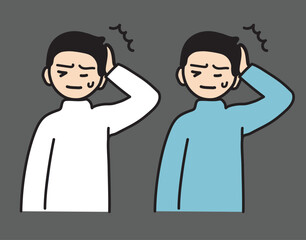 male, young, man, best, vector, character, headache