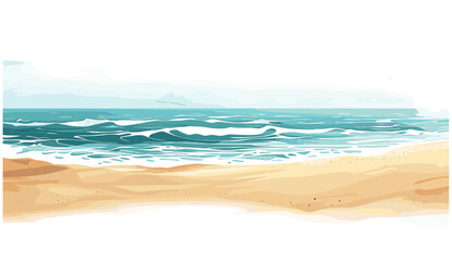 Sand vector, beach scenery isolated on transparent background, sea coast, tropical sand, ocean shore, summer getaway, calm beach, nature landscape © aura studio