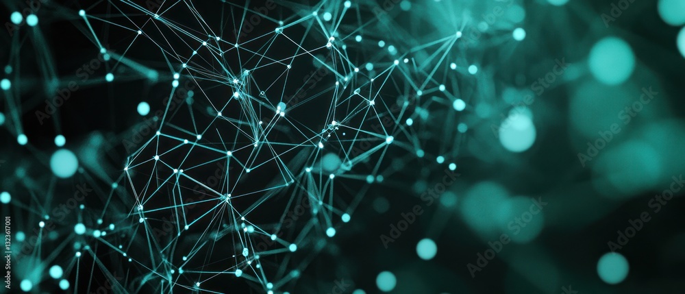 Poster abstract network visualization with glowing connections