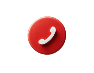Red Circle Icon with Telephone Receiver, transparent background