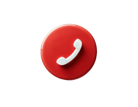Red Circle Icon with Telephone Receiver, transparent background - Powered by Adobe