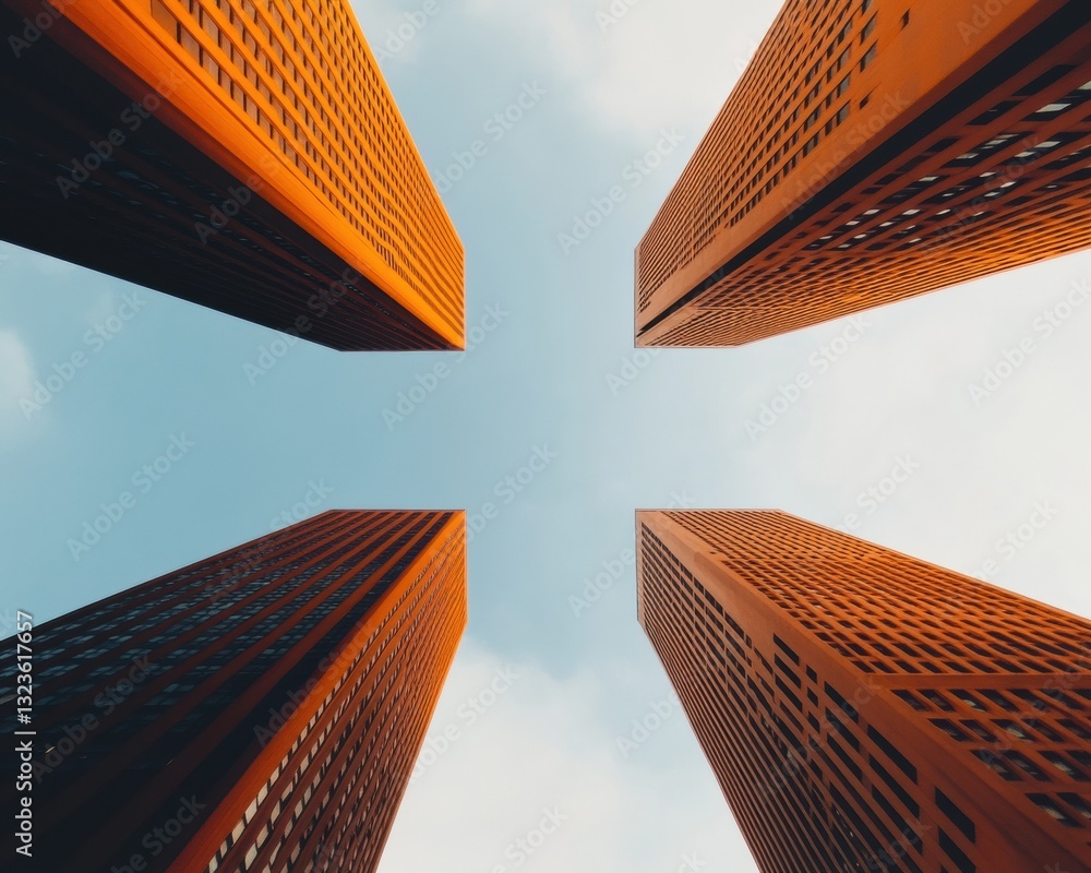 Poster geometric urban momentum architectural verticality showcasing innovative corporate design and future