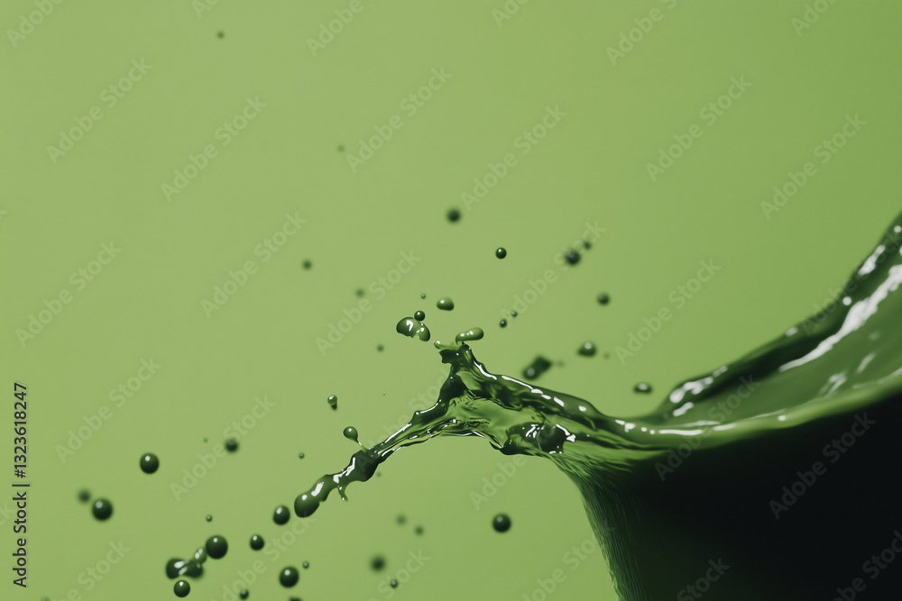 Aufkleber dynamic splash: capturing a moment of liquid energy as a vibrant green liquid erupts in a captivatin