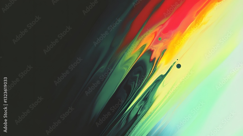 Poster Diagonal streaks of colored fluid create an abstract art composition