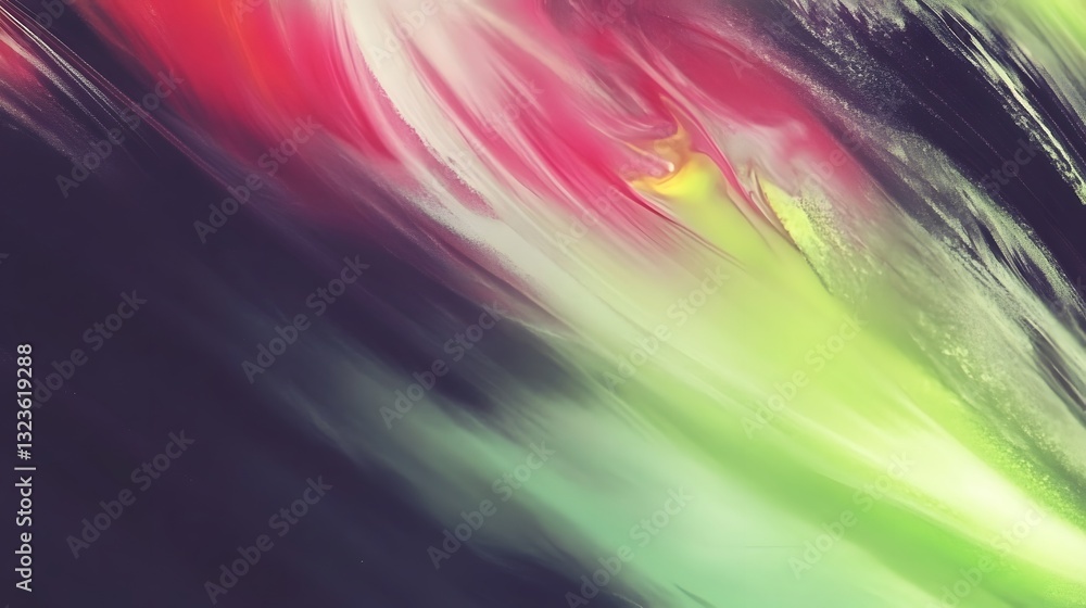 Poster abstract image displays diagonal swirls of various colors