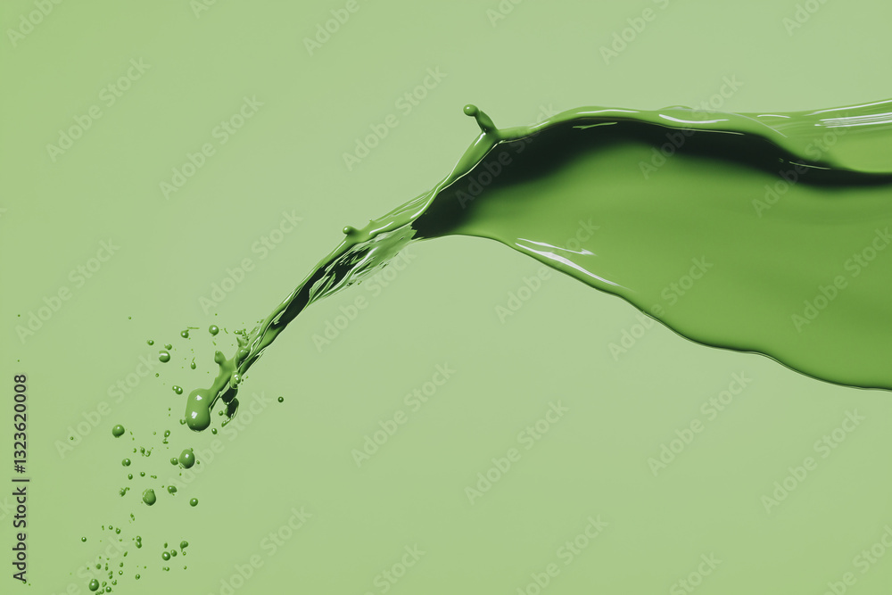 Poster green paint splash: a dynamic and visually captivating image of green paint in mid-air, creating a f