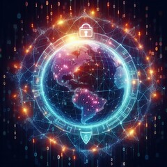Obraz premium Securing the Digital Globe: Cybersecurity Strategies for a Connected World